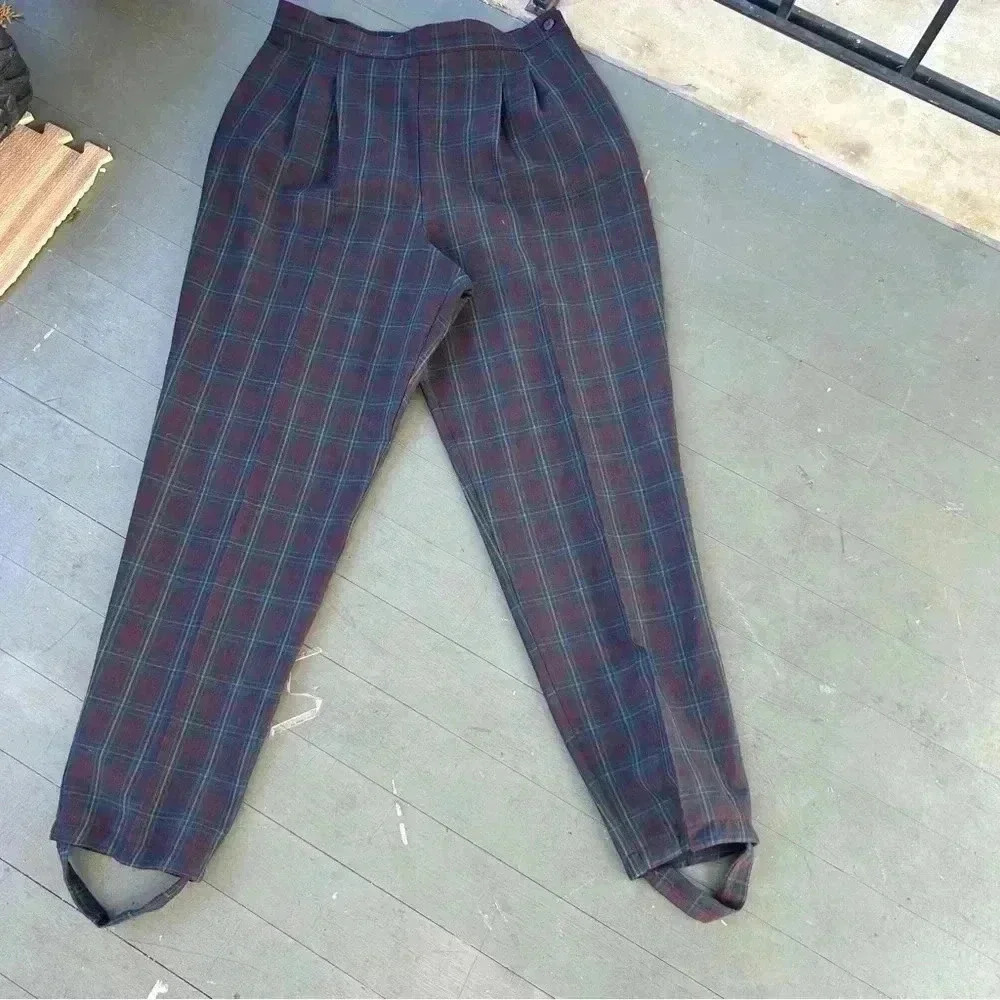 Fundamental Things Women’s Sz 16 Vintage Plaid Stirrup Trousers 90s